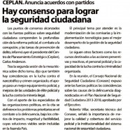 Hay consenso para lograr la seguridad ciudadana