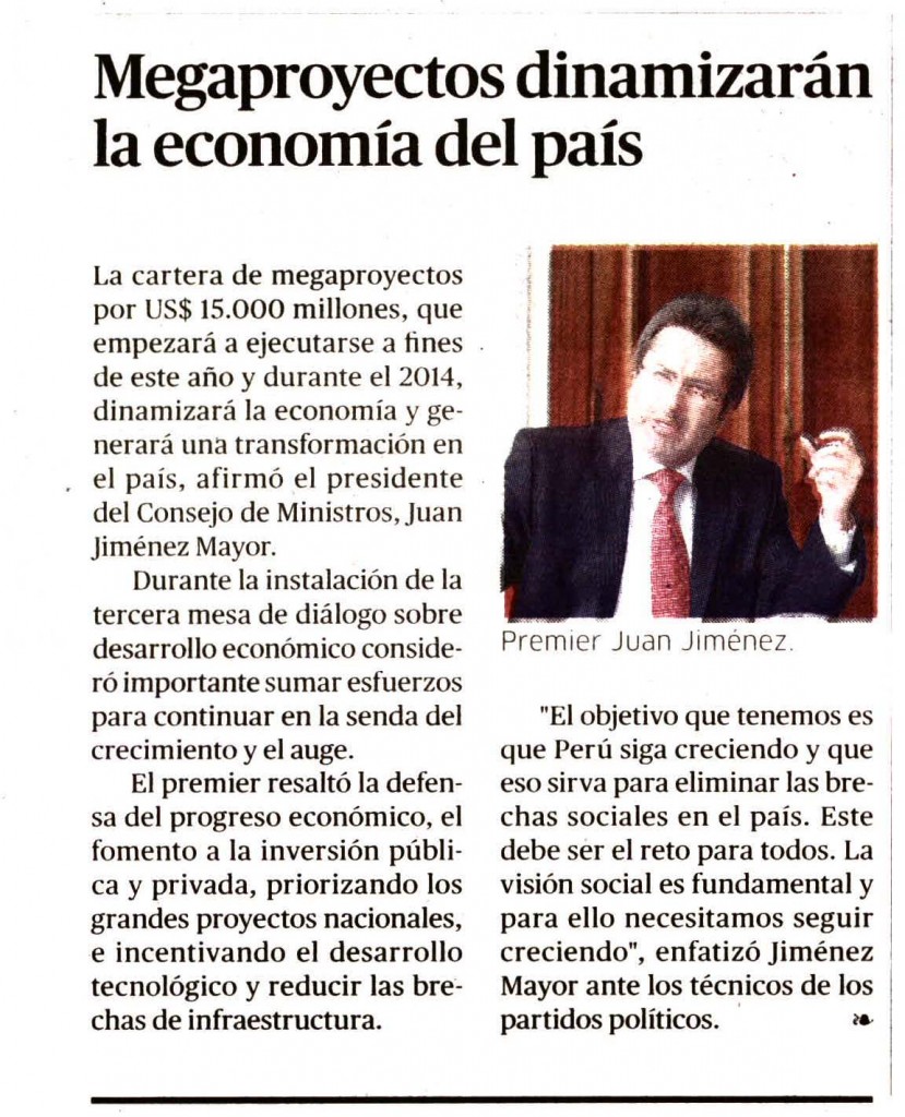 Megaproyectos dinamizarán la economía del país