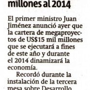 Megaproyectos por US$15 mil millones al 2014