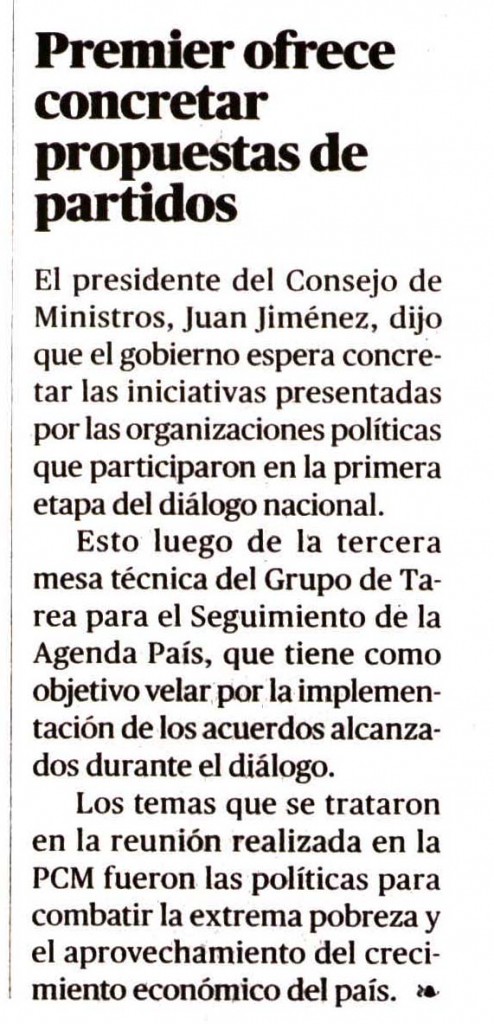 Premier ofrece concretar propuestas de partidos