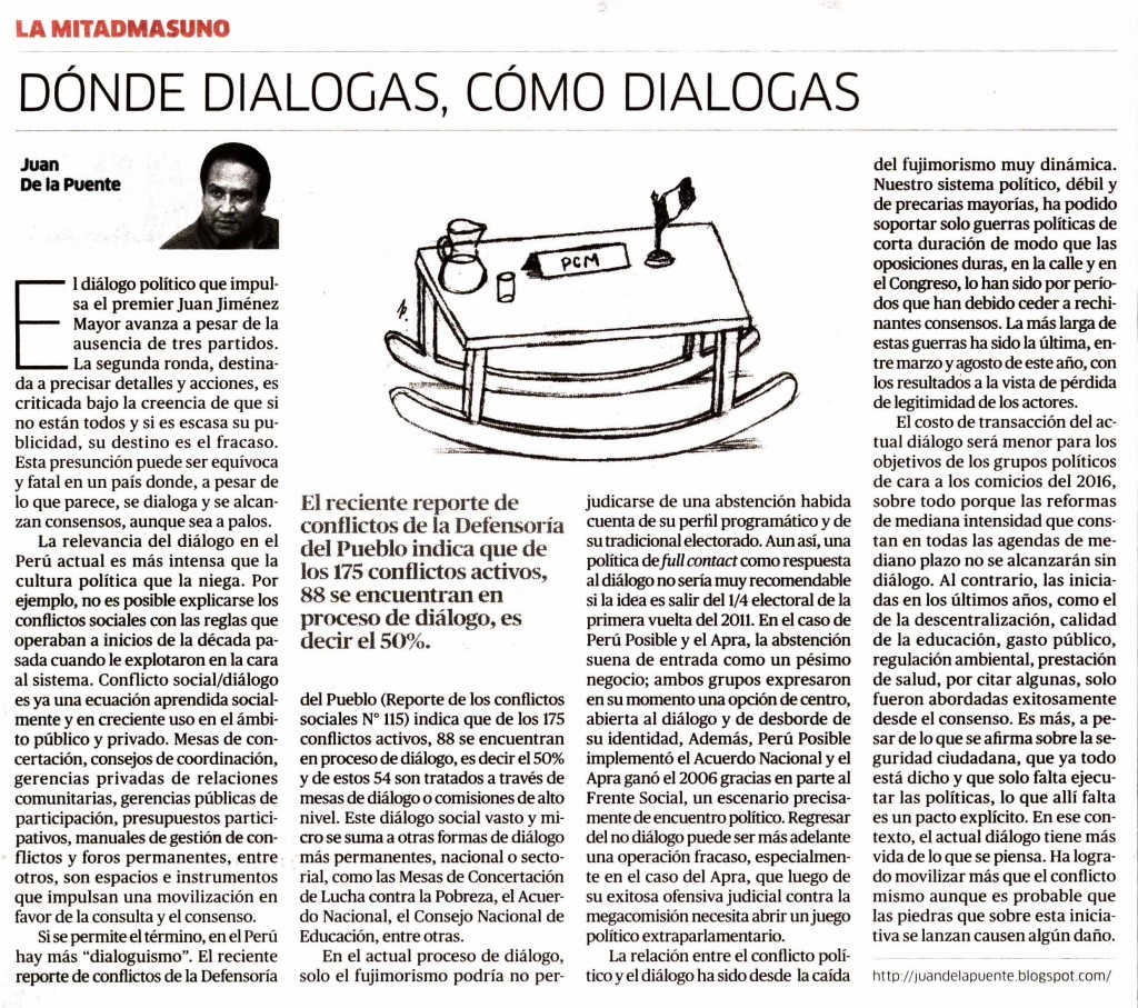 Dónde dialogas, cómo dialogas. Por Juan de la Puente