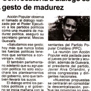 Convocatoria a diálogo es gesto de madurez