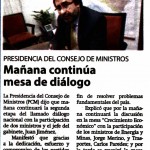 Mañana continúa mesa de diálogo