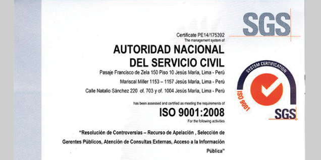 SERVIR obtiene Certificación Internacional de Calidad en acceso a la información pública y otros procesos de gestión