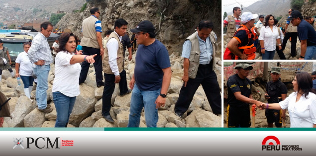 Ana Jara supervisa ejecución de acciones multisectoriales en zonas afectadas por huaicos en Chosica