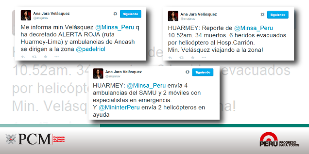 Ana Jara dispone acciones para atención y traslado de heridos de accidente en Huarmey