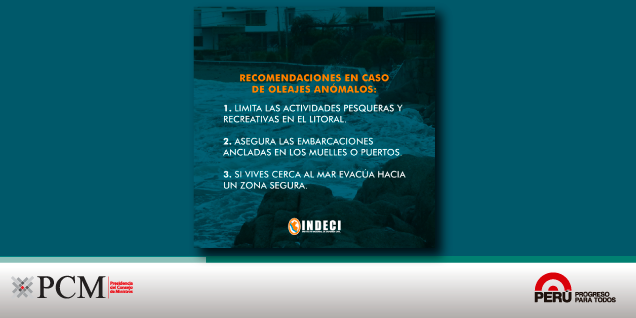 INDECI recomienda medidas de protección y preparación ante oleajes anómalos