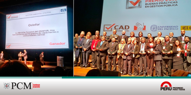 OSINFOR obtiene Premio a las Buenas Prácticas en Gestión Pública 2015