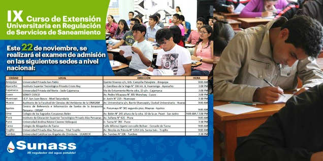 SUNASS: Más de 2,700 postulantes rendirán examen de admisión para IX Curso de Extensión Universitaria este domingo 22