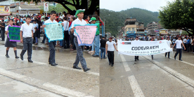 Autoridades y estudiantes del VRAEM dicen “No a las drogas” en pasacalle